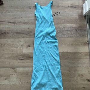 H&M - Blue Midi Open Back Bodycon dress